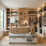 Inspiration til walk in closet idéer til garderobe lys og opbevaring