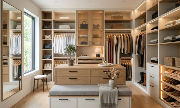 Inspiration til walk-in closet – idéer til garderobe, lys og opbevaring